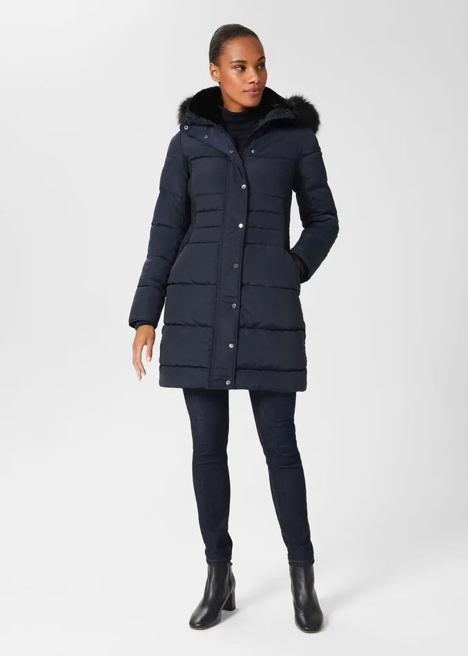 Womens Dita Puffer Jacket With Hood Navy Hobbs Coats and Jackets Gift 4 You