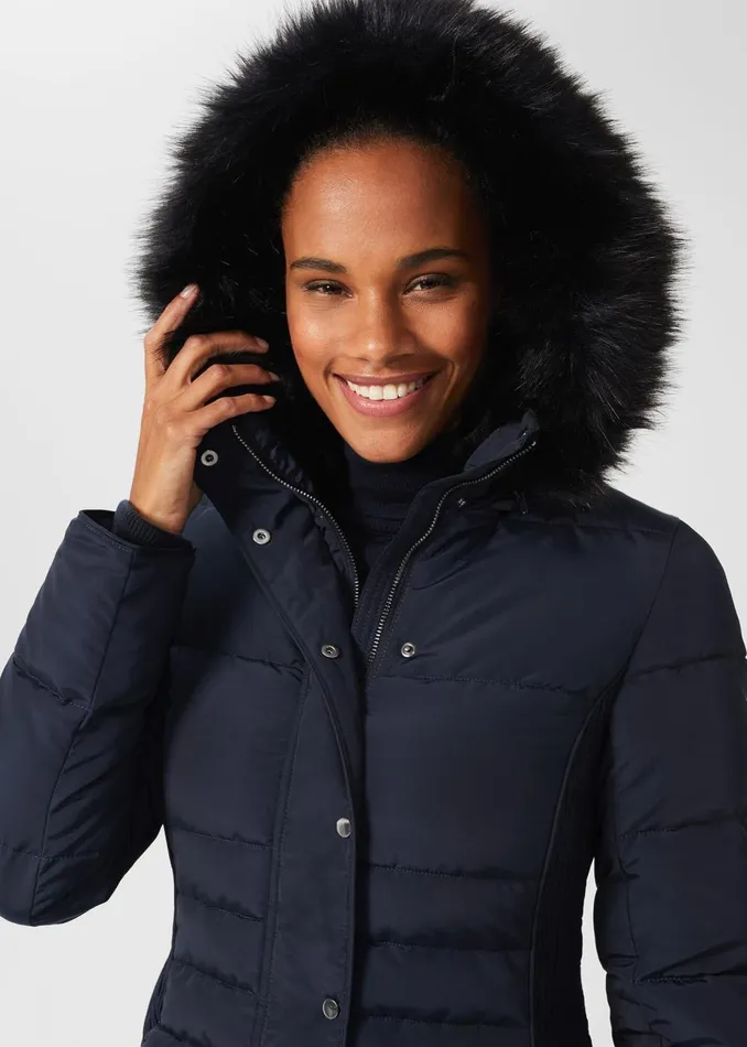 Womens Dita Puffer Jacket With Hood Navy Hobbs Coats and Jackets Gift 4 You