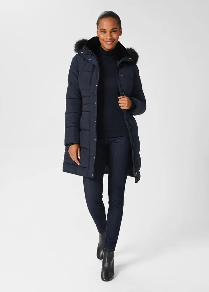 Womens Dita Puffer Jacket With Hood Navy Hobbs Coats and Jackets Gift 4 You
