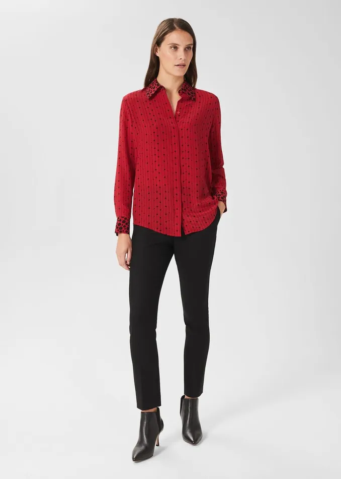 Womens Eva Silk Shirt Red Black Hobbs Tops Gift for Friend