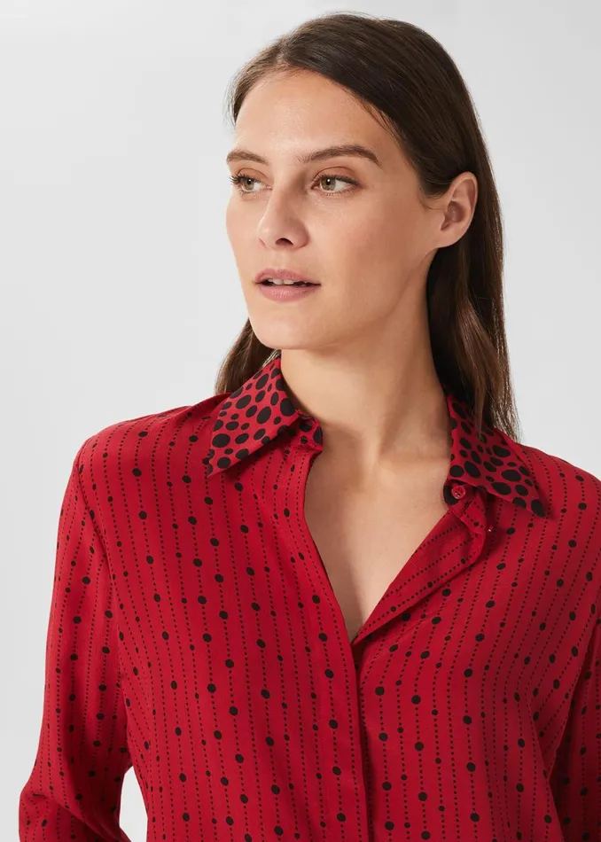 Womens Eva Silk Shirt Red Black Hobbs Tops Gift for Friend