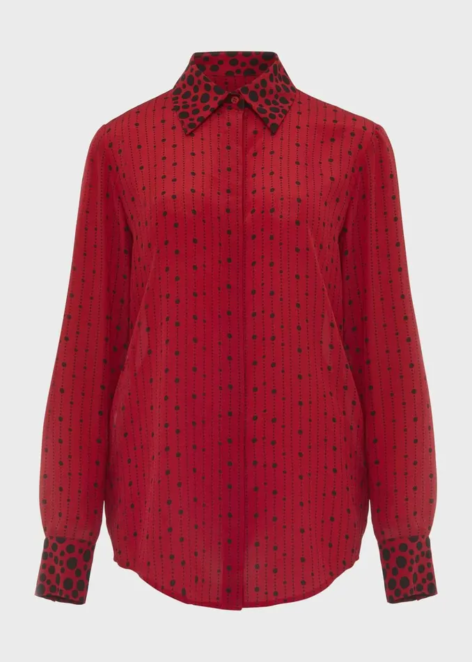 Womens Eva Silk Shirt Red Black Hobbs Tops Gift for Friend