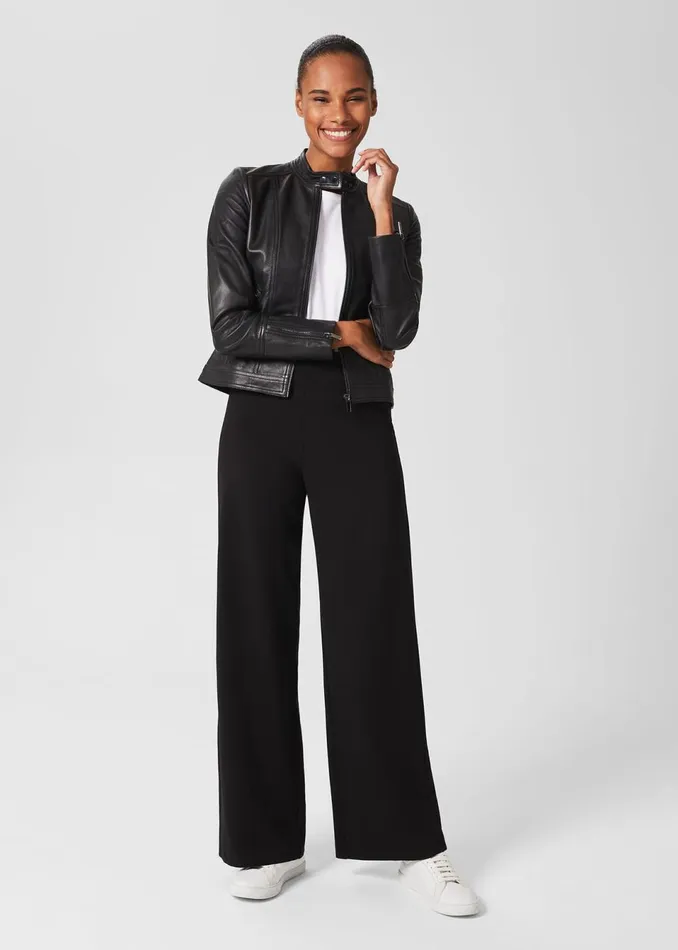 Womens Fran Leather Jacket Black Hobbs Coats and Jackets Cheap On Sale