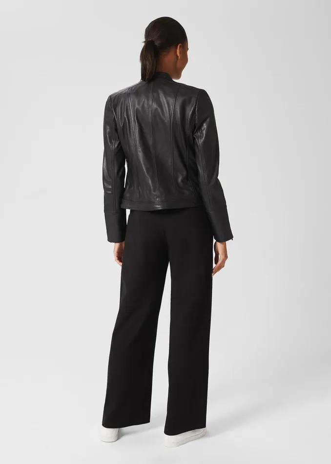 Womens Fran Leather Jacket Black Hobbs Coats and Jackets Cheap On Sale