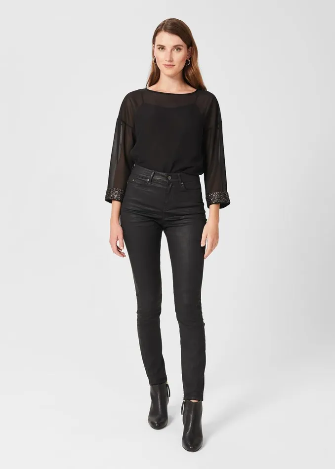 Womens Gia Coated Jeans Black Hobbs Trousers Gift Ideas