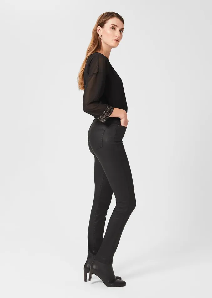 Womens Gia Coated Jeans Black Hobbs Trousers Gift Ideas