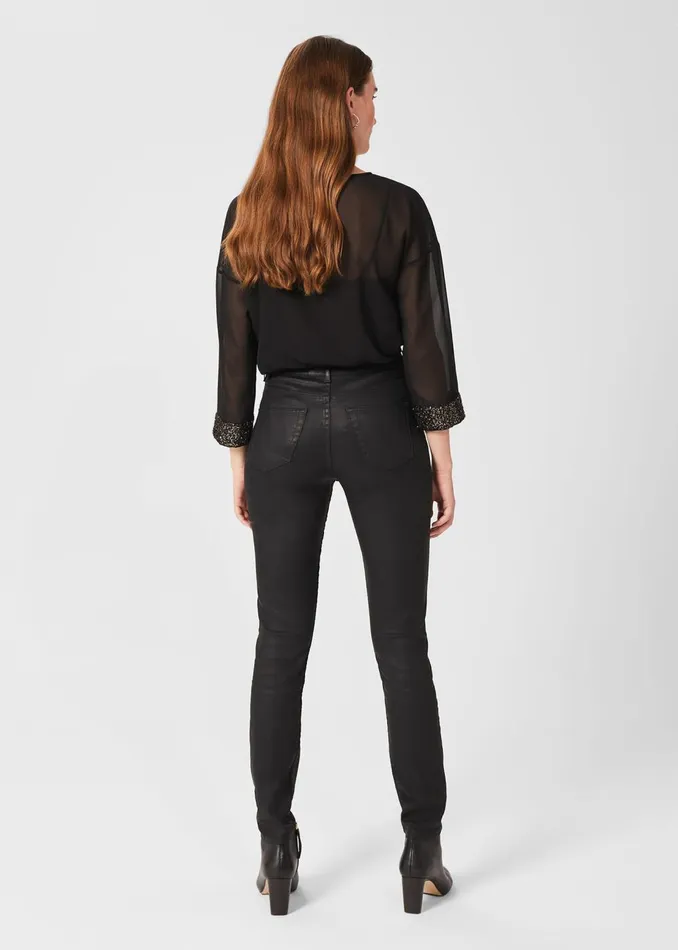Womens Gia Coated Jeans Black Hobbs Trousers Gift Ideas