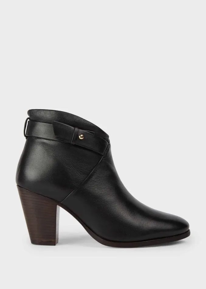 Womens Ivy Leather Block Heel Ankle Boots Black Hobbs Ankle Boots On Sale