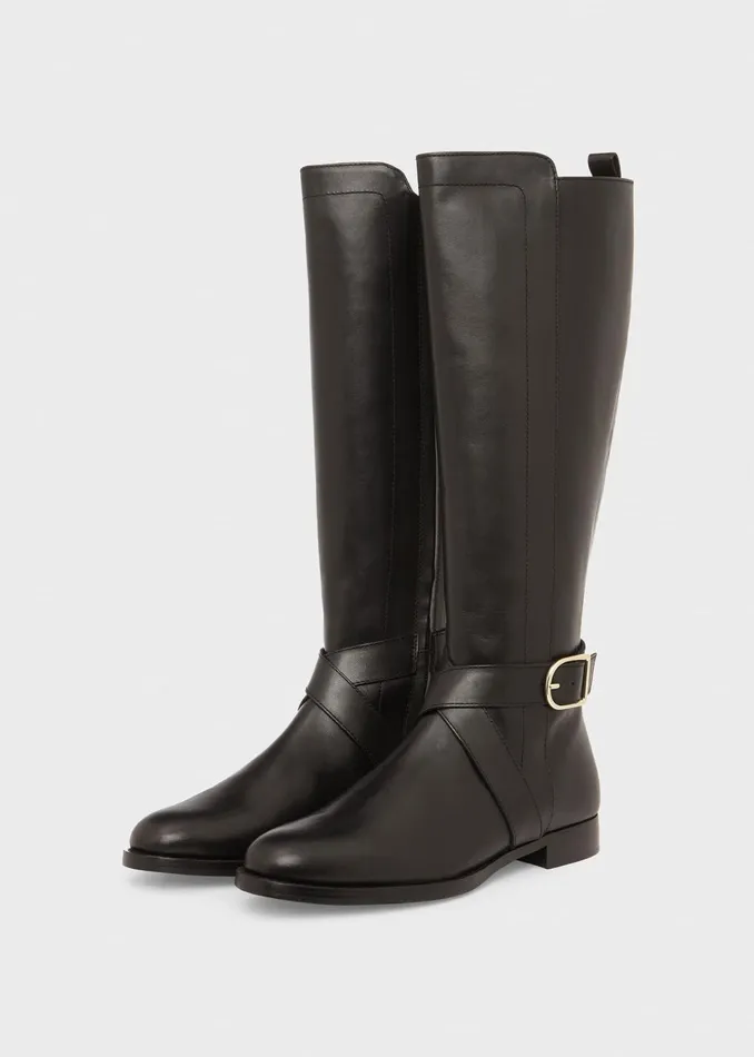 Womens Lisette Leather Knee Boot Black Hobbs Long Boots Popular