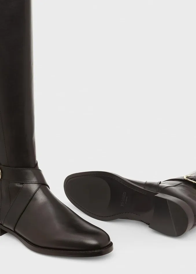 Womens Lisette Leather Knee Boot Black Hobbs Long Boots Popular