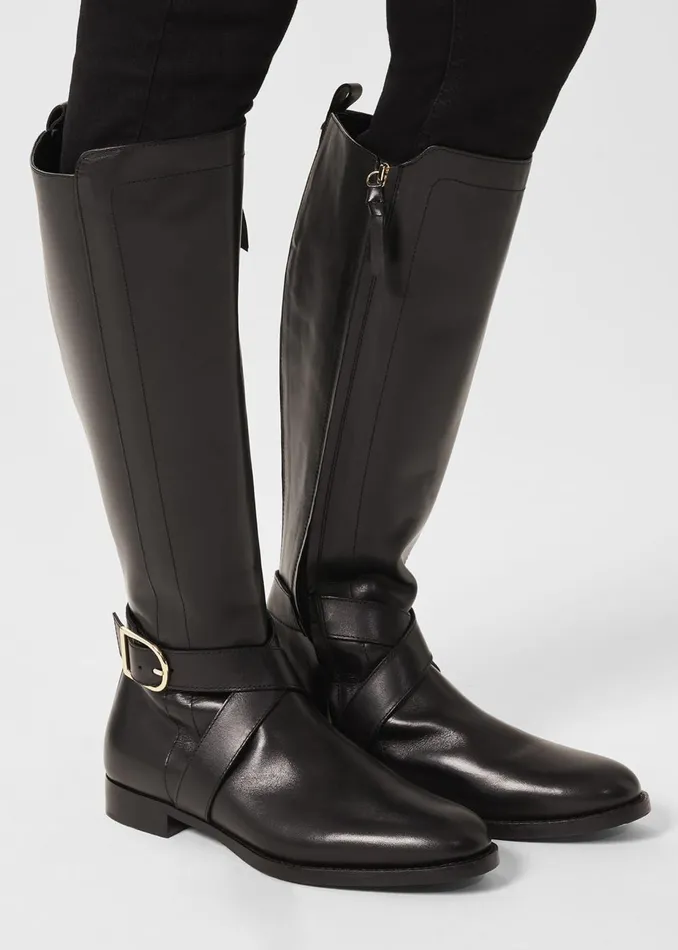 Womens Lisette Leather Knee Boot Black Hobbs Long Boots Popular