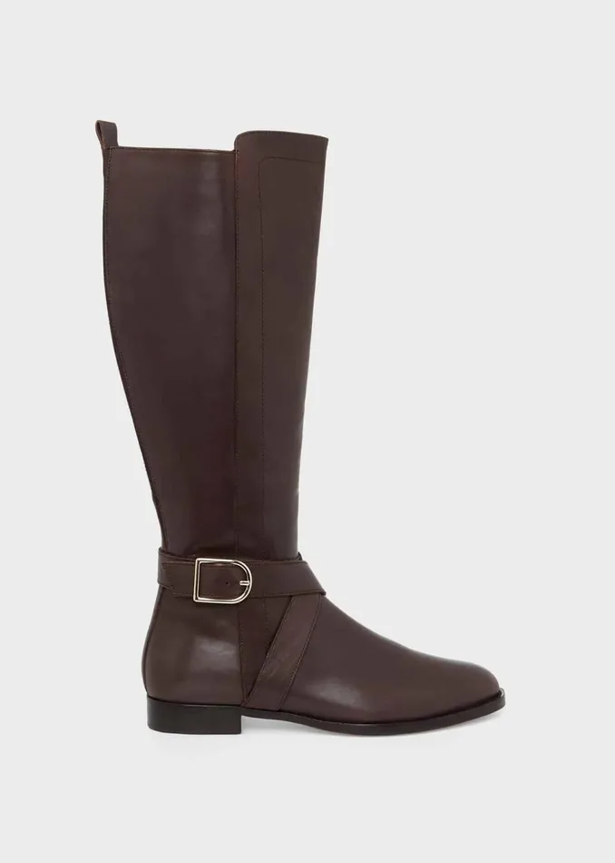 Womens Lisette Leather Knee Boot Dark Brown Hobbs Long Boots Online