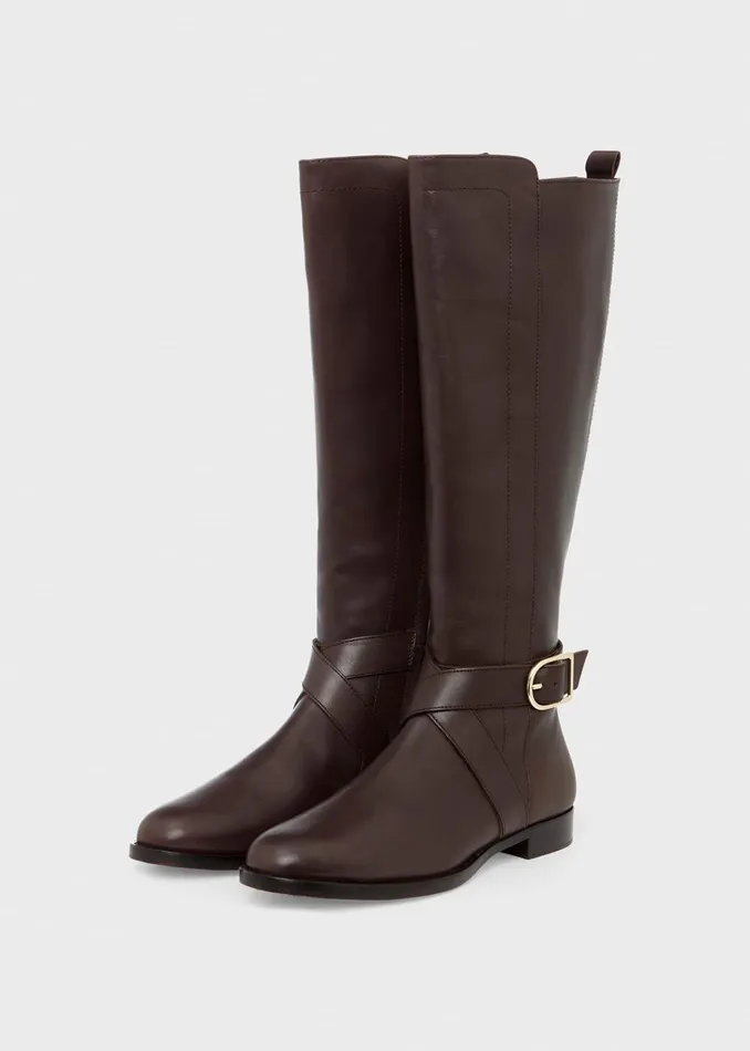 Womens Lisette Leather Knee Boot Dark Brown Hobbs Long Boots Online