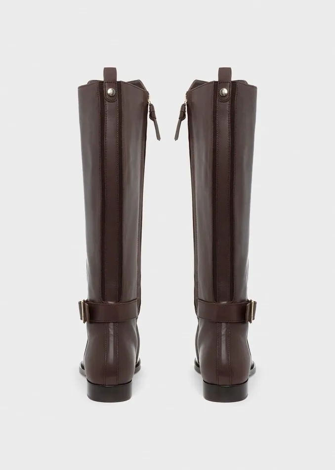 Womens Lisette Leather Knee Boot Dark Brown Hobbs Long Boots Online