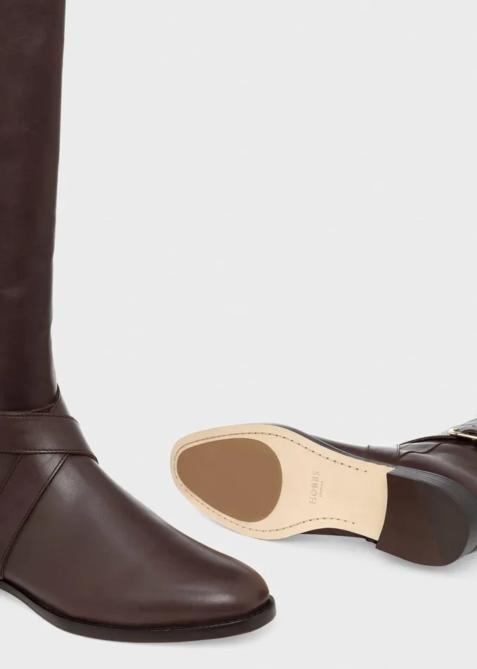 Womens Lisette Leather Knee Boot Dark Brown Hobbs Long Boots Online
