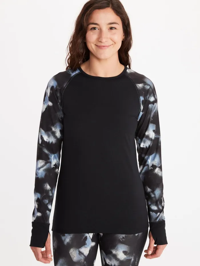 Womens LongSleeve Shirts Marmot Baselayer LongSleeve Crew BlackSolstice