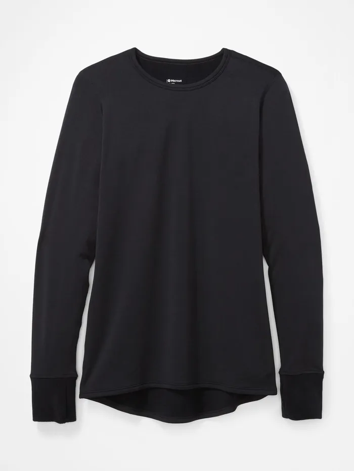 Womens LongSleeve Shirts Marmot Polartec Baselayer LongSleeve Crew Black