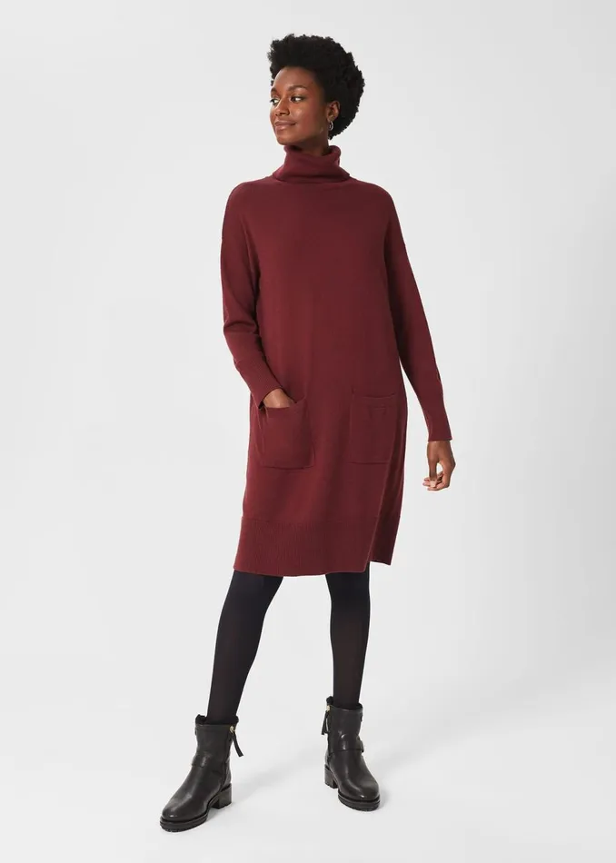 Womens Maddie Knitted Dress Mulberry Red Hobbs Dresses Casaul