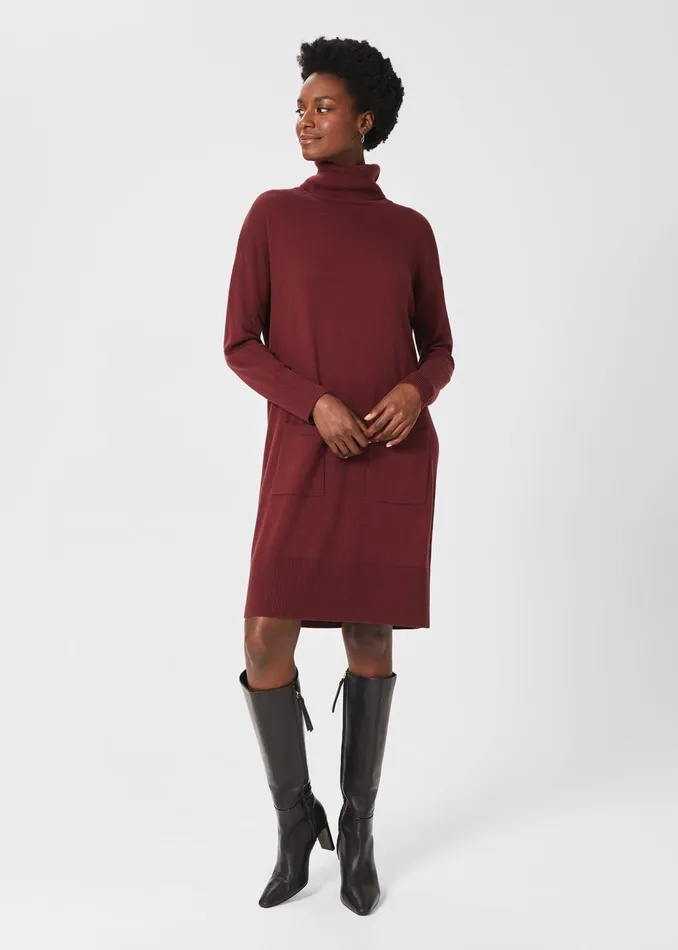 Womens Maddie Knitted Dress Mulberry Red Hobbs Dresses Casaul