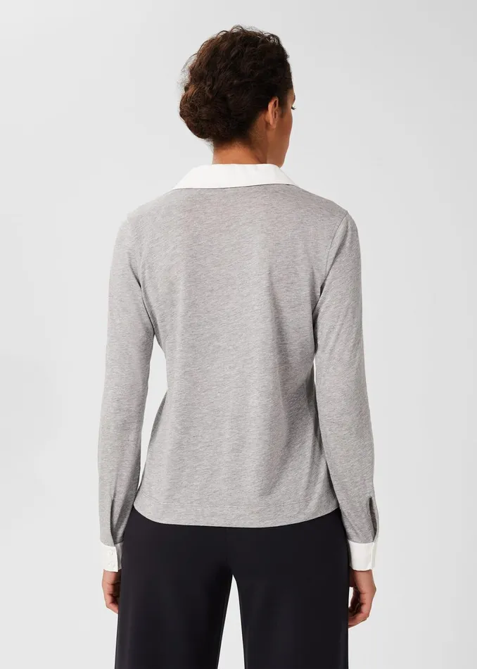 Womens Maisie Polo Shirt Pale Grey Marl Hobbs Tops Cheap On Sale