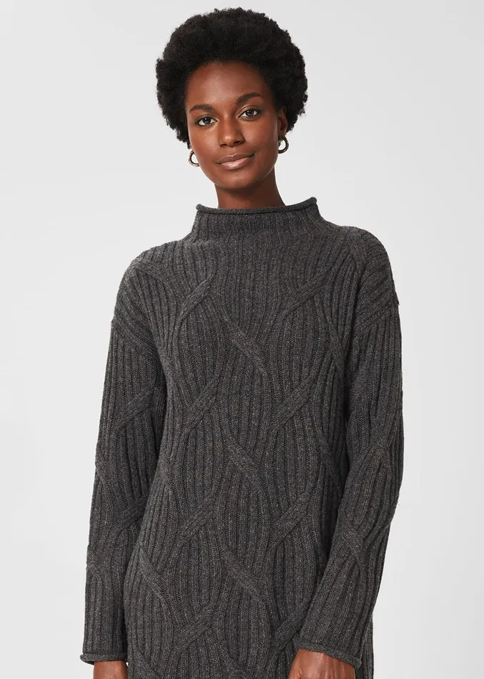 Womens Malikah Knitted Dress Charcoal Grey Hobbs Dresses Online