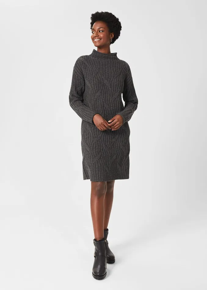 Womens Malikah Knitted Dress Charcoal Grey Hobbs Dresses Online