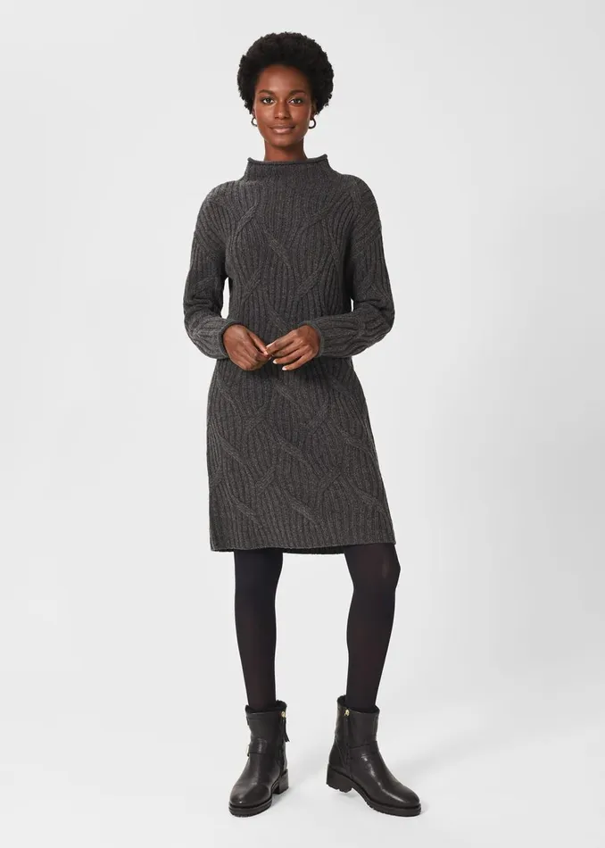 Womens Malikah Knitted Dress Charcoal Grey Hobbs Dresses Online