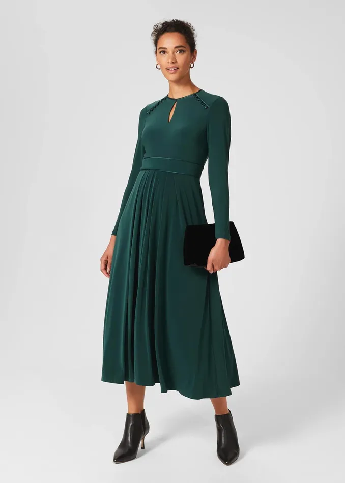 Womens Marylise Jersey Fit And Flare Dress Pine Green Hobbs Dresses For Sale