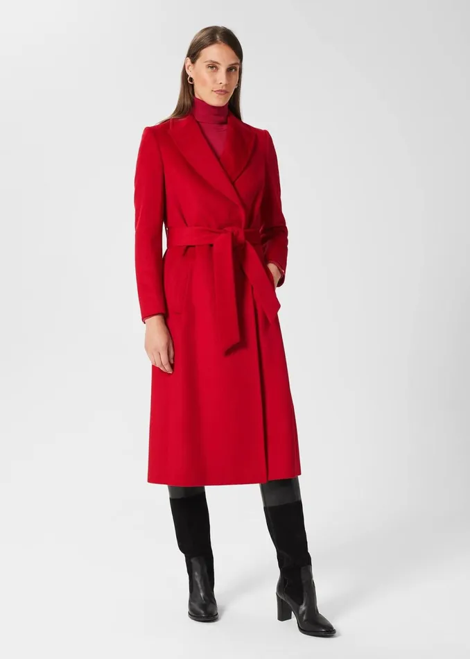 Womens Olivia Wool Wrap Coat Red Hobbs Coats and Jackets For Sale