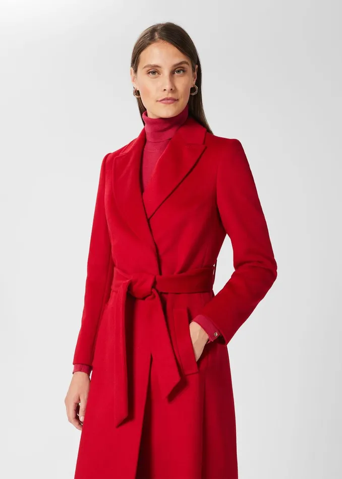 Womens Olivia Wool Wrap Coat Red Hobbs Coats and Jackets For Sale