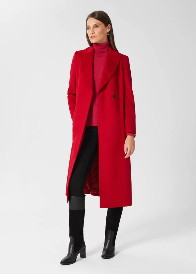 Womens Olivia Wool Wrap Coat Red Hobbs Coats and Jackets For Sale