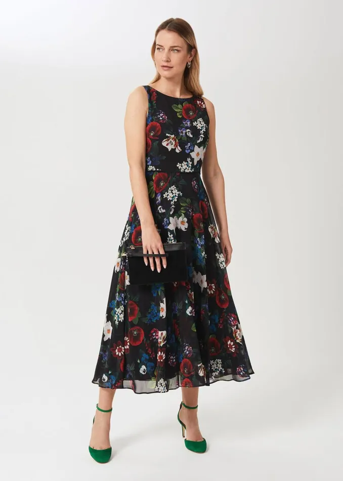 Womens Petite Carly Dress Black Multi Hobbs Dresses Gift Ideas