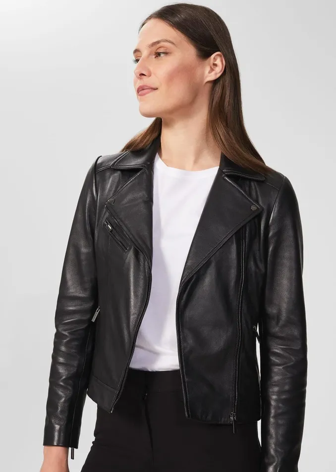Womens Petite Dakota Leather Jacket Black Hobbs Coats and Jackets Cheap On Sale Womens Petite Dakota Leather Jacket Black Hobbs Coats and Jackets Cheap On Sale