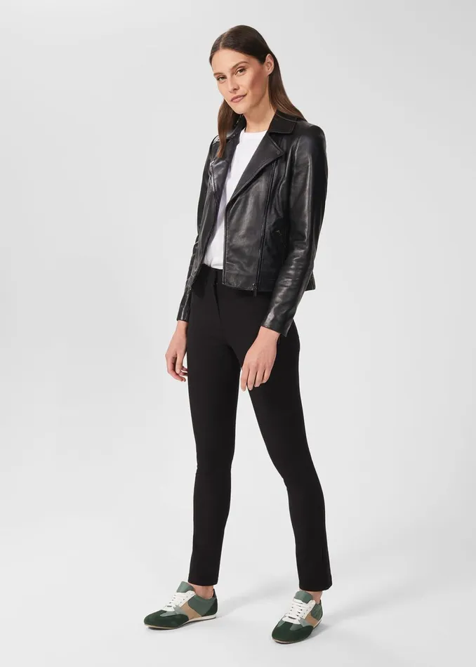 Womens Petite Dakota Leather Jacket Black Hobbs Coats and Jackets Cheap On Sale