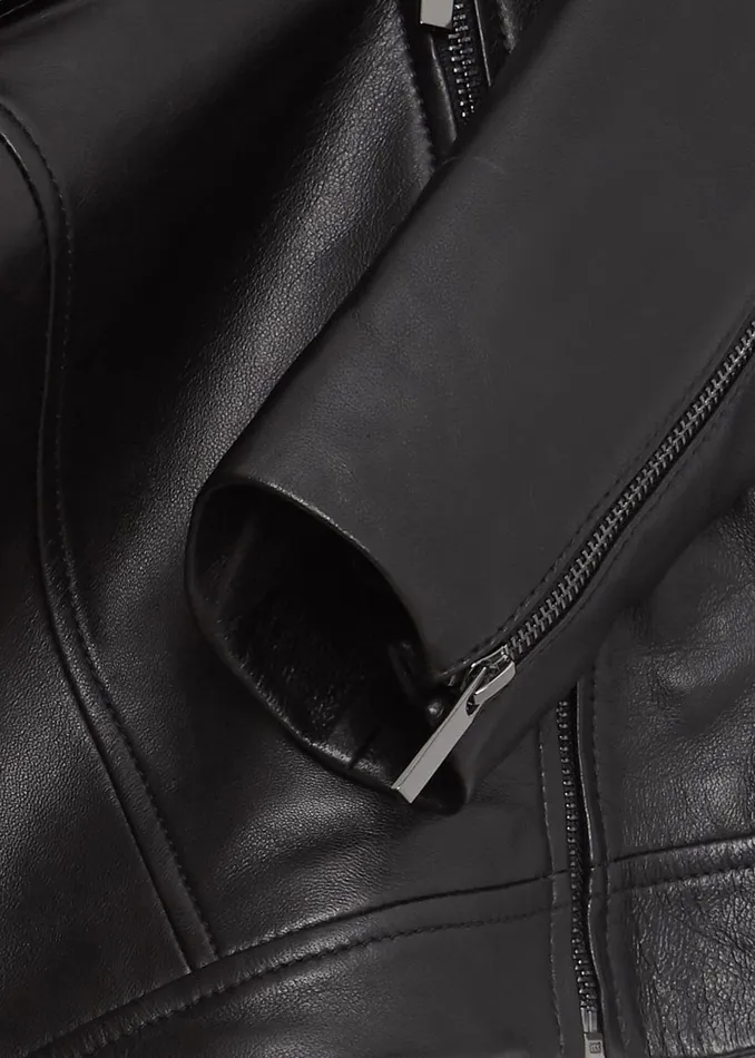 Womens Petite Dakota Leather Jacket Black Hobbs Coats and Jackets Cheap On Sale