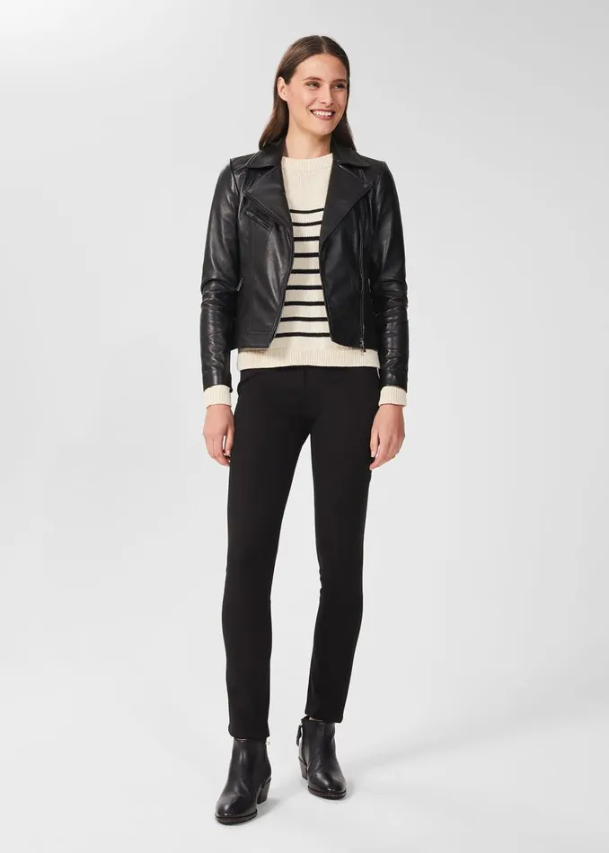 Womens Petite Dakota Leather Jacket Black Hobbs Coats and Jackets Cheap On Sale
