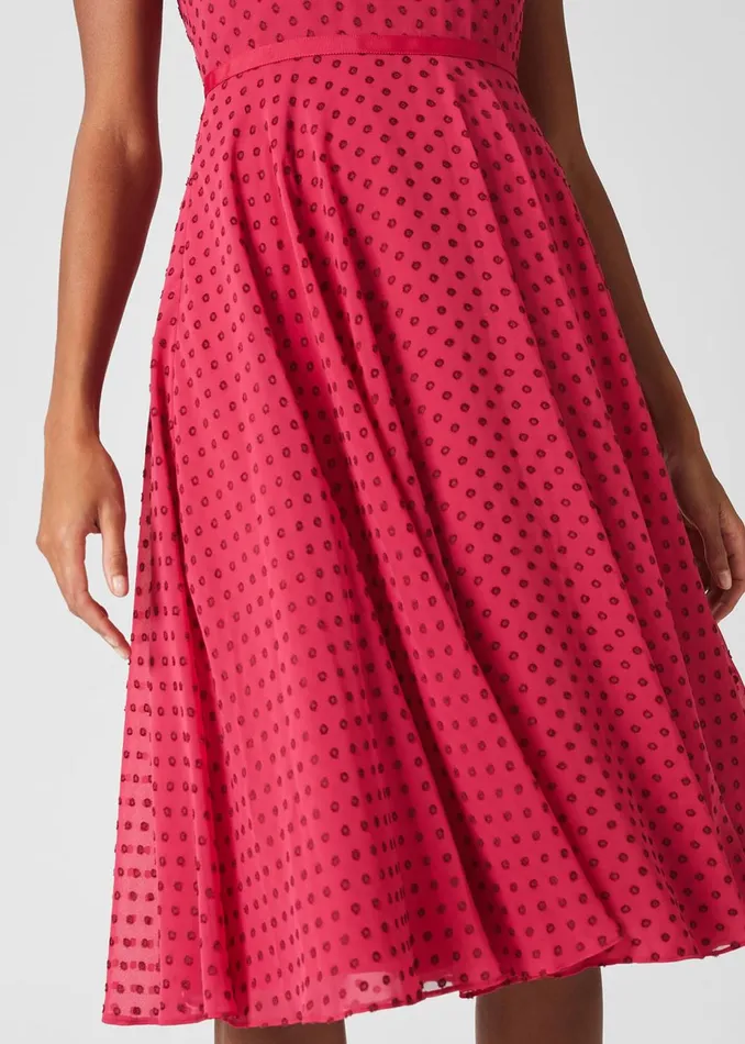 Womens Petite Della Spot Fit And Flare Dress Fuchsia Pink Hobbs Dresses Gift Ideas