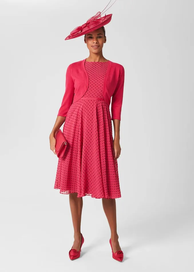 Womens Petite Della Spot Fit And Flare Dress Fuchsia Pink Hobbs Dresses Gift Ideas