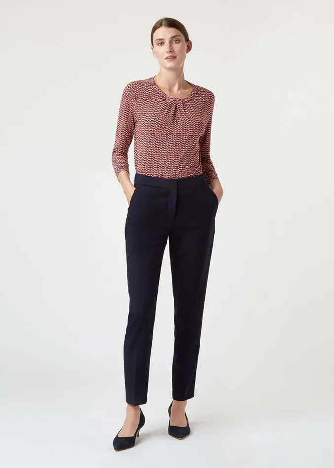 Womens Petite Gael Wool Blend Trouser With Stretch Navy Hobbs Trousers