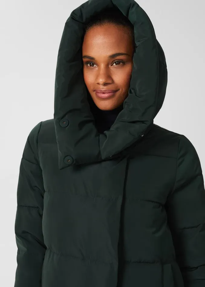 Womens Petite Heather Puffer Dark Ivy Green Hobbs Coats and Jackets For Sale