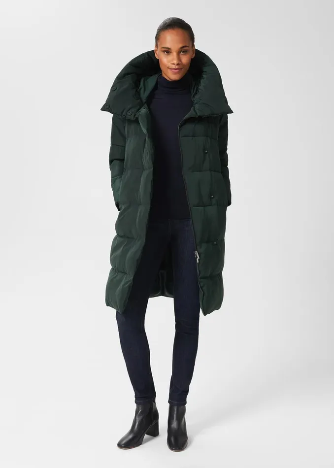 Womens Petite Heather Puffer Dark Ivy Green Hobbs Coats and Jackets For Sale