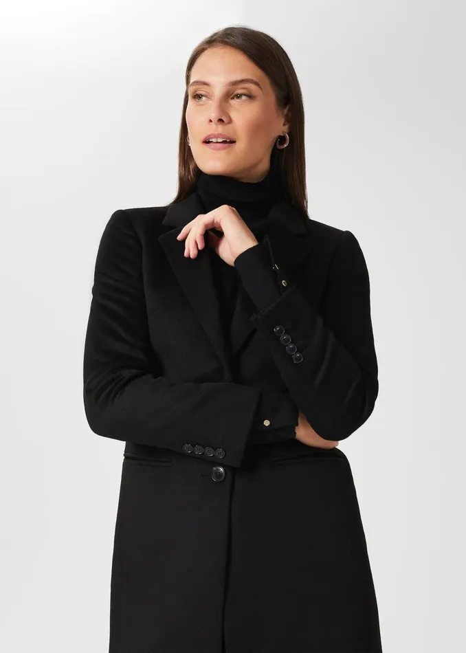 Womens Petite Tilda Wool Coat Black Hobbs Coats and Jackets On Sale