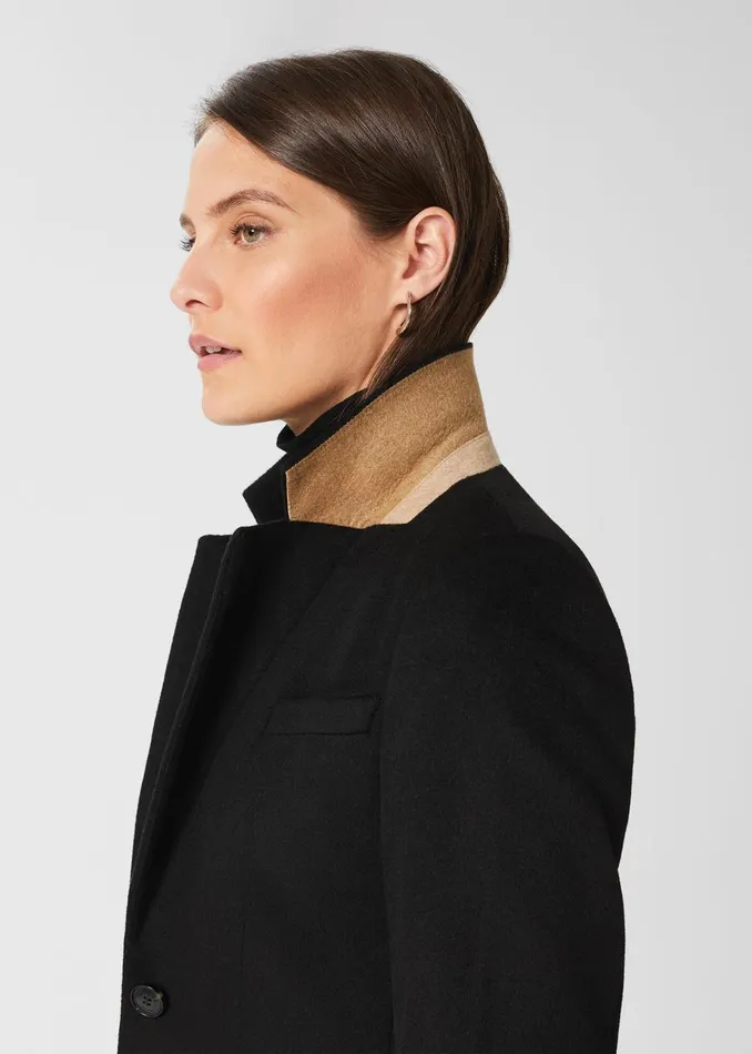 Womens Petite Tilda Wool Coat Black Hobbs Coats and Jackets On Sale