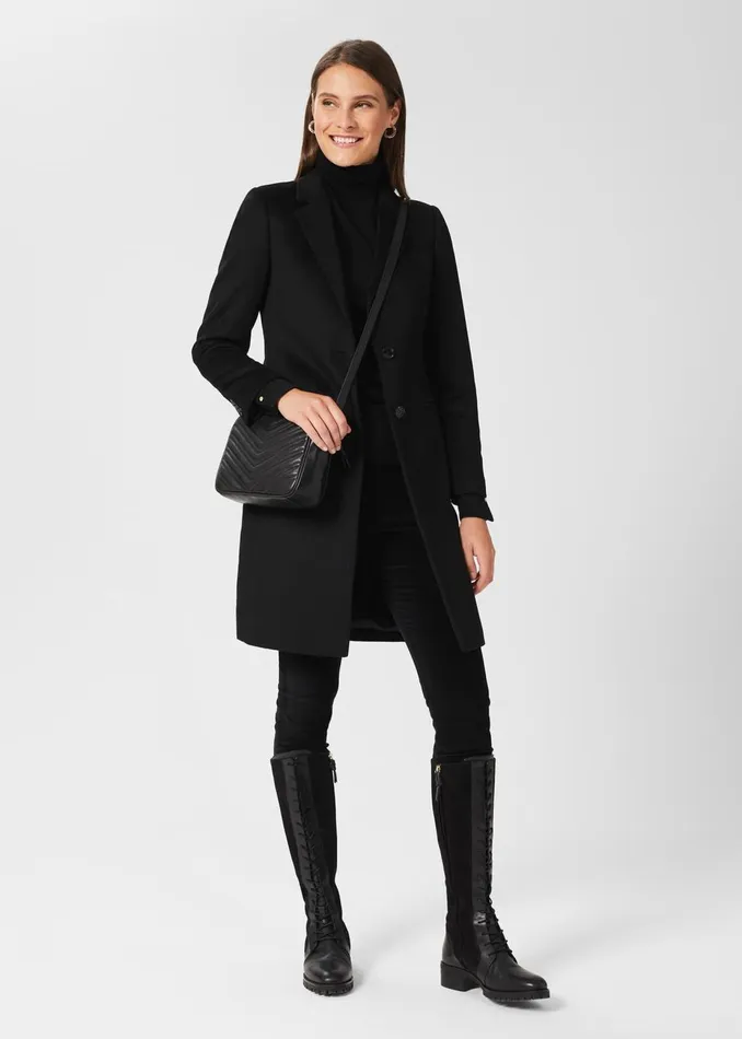 Womens Petite Tilda Wool Coat Black Hobbs Coats and Jackets On Sale
