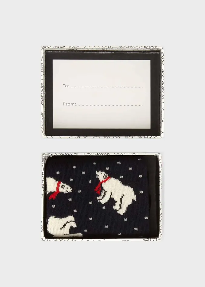 Womens Polar Bear Sock Navy Red Hobbs Socks and Tights Gift for Friend
