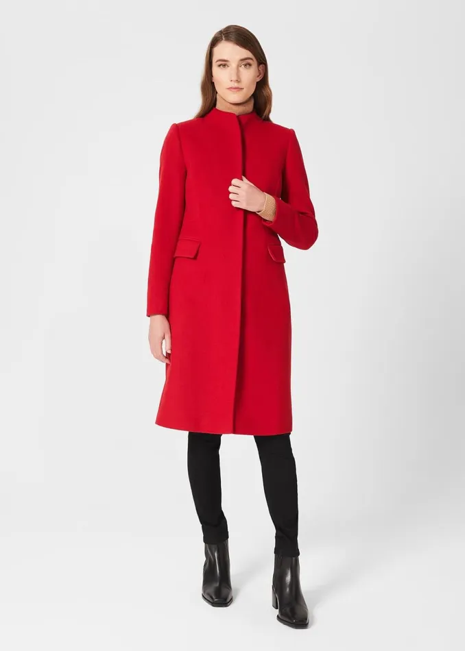 Womens Rhiannon Wool Blend Coat Red Hobbs Coats and Jackets Cheap On Sale
