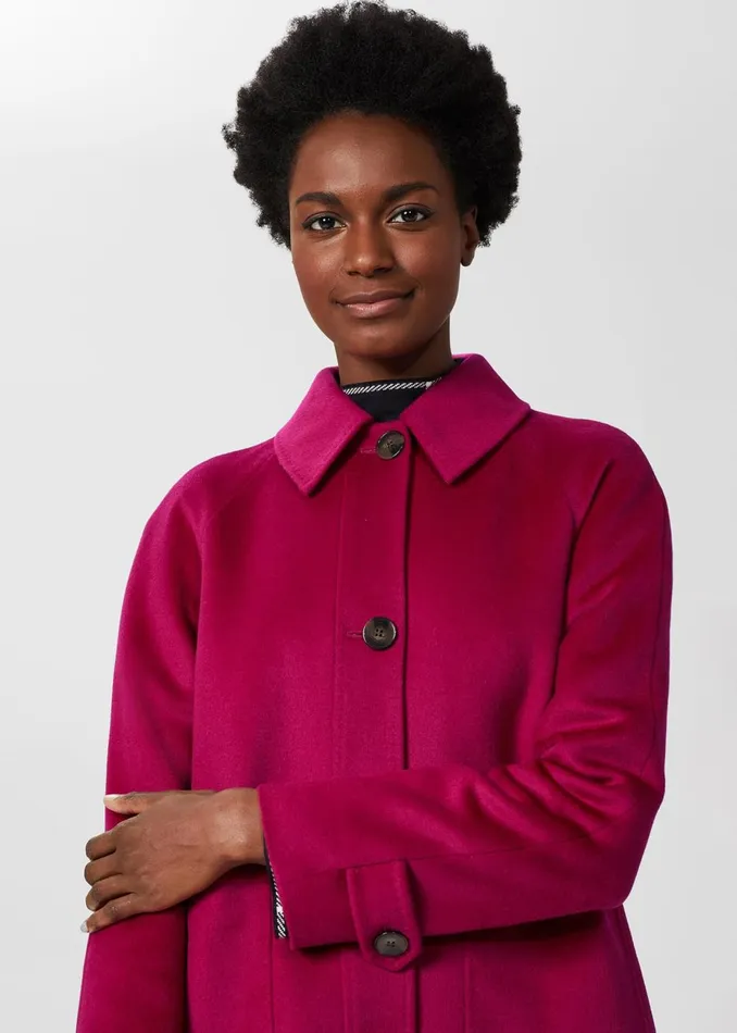 Womens Sairey Short Wool Coat Fuchsia Pink Hobbs Coats and Jackets Popular
