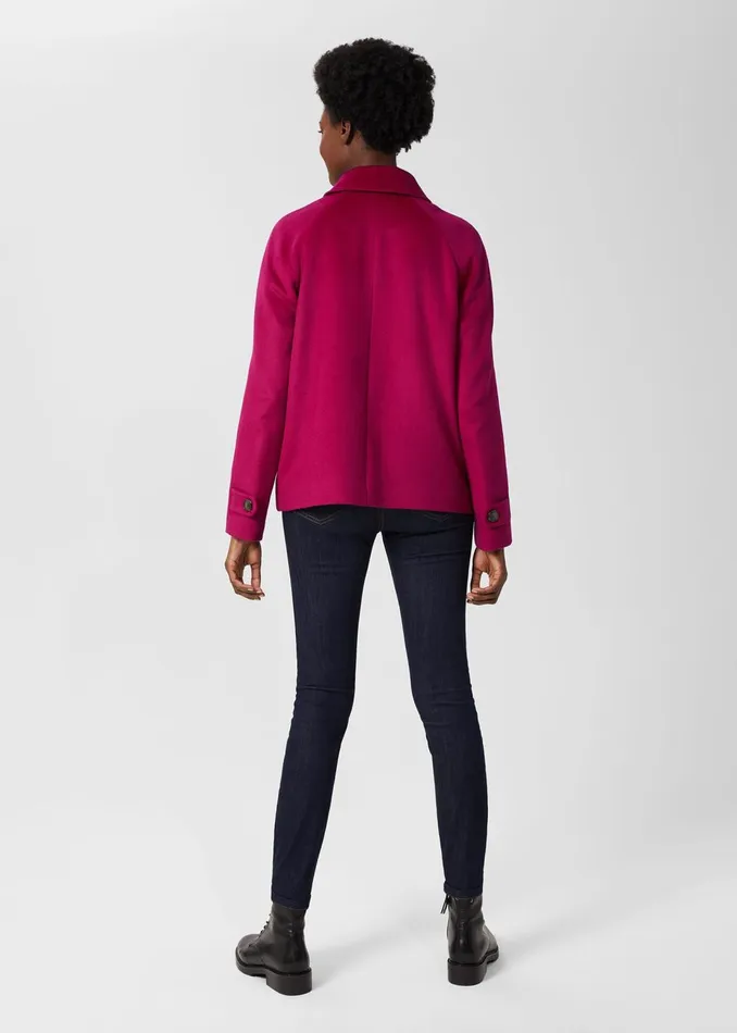 Womens Sairey Short Wool Coat Fuchsia Pink Hobbs Coats and Jackets Popular