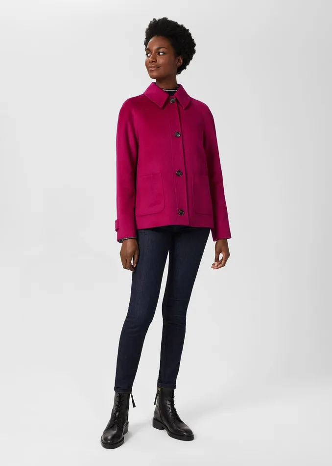Womens Sairey Short Wool Coat Fuchsia Pink Hobbs Coats and Jackets Popular