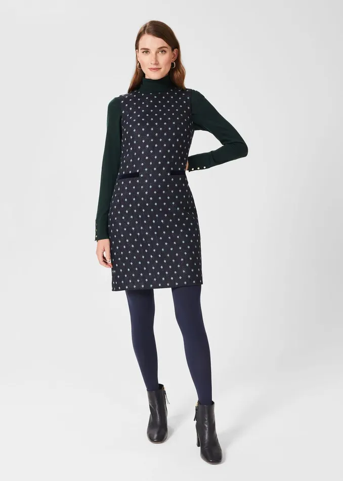 Womens Sarah Wool Dress Navy Green Hobbs Dresses Near Me